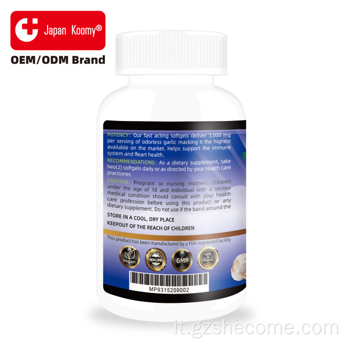 Shecome Softgel all'aglio 150 softgel Supporto del sistema immunitario
